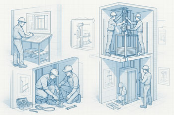 مراحل نصب آسانسور در فضای محدود، با تمرکز بر دقت فنی و اجزای سیستم