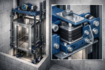 ساختار ایمنی یوک و لرزه‌گیرهای استاندارد در نصب کابین آسانسور لاین