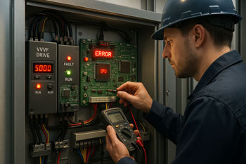 نشانه‌های الکتریکی خرابی آسانسور مثل خطای تابلو فرمان و قطع برق