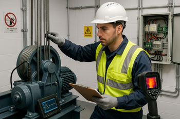 سرویس استاندارد آسانسور توسط تکنسین برای جلوگیری از خرابی