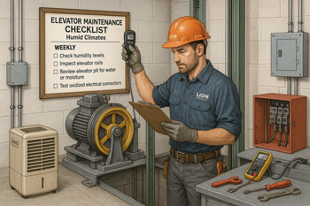 چک‌لیست کامل سرویس دوره‌ای آسانسور در مناطق مرطوب با تمرکز بر ریل، چاهک، تابلو فرمان و تهویه