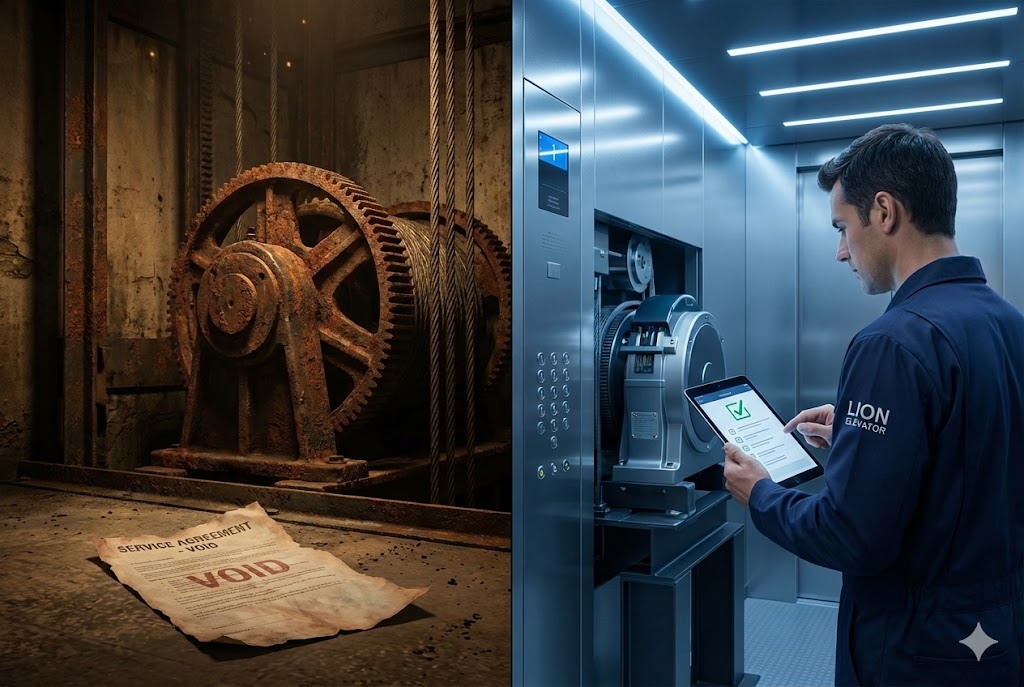 مقایسه ریسک قرارداد صوری آسانسور با خدمات سرویس و نگهداری واقعی و استاندارد