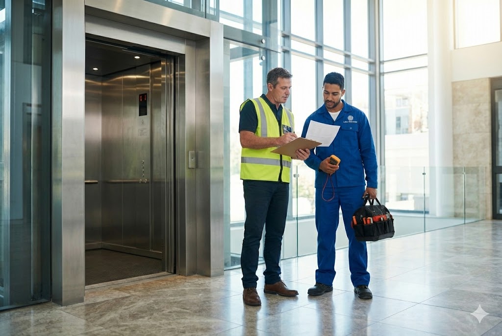 حضور بازرس و تکنسین فنی آسانسور لاین در روز بازرسی ادواری