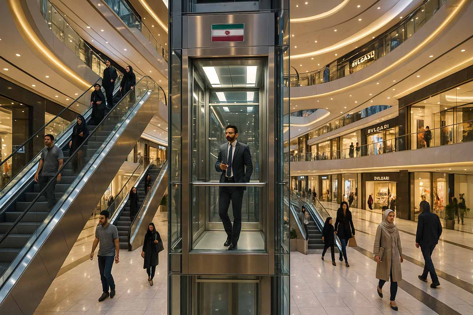 آسانسور مدرن در مراکز تجاری تهران